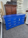 Blue lacquered 6 drawers dresser