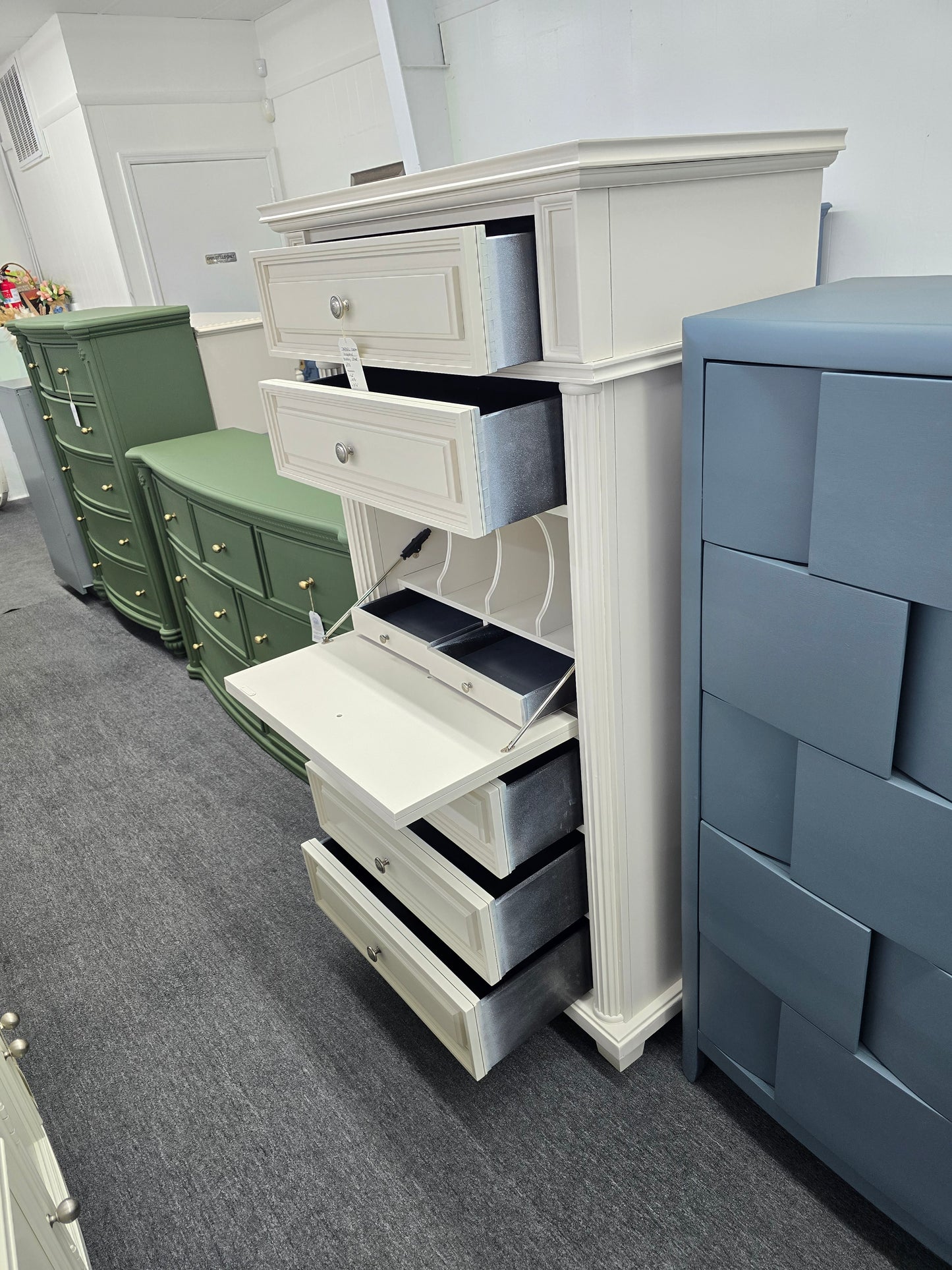 Drexel heritage cream lacquered chest/secretary
