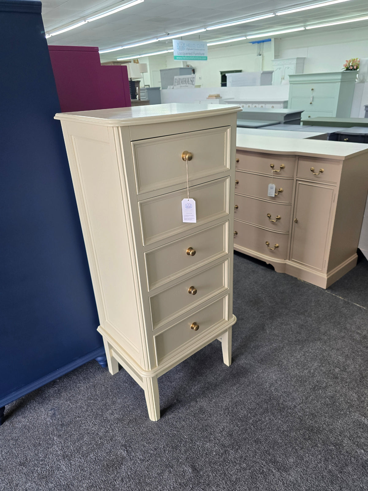 Pale yellow lacquered lingerie chest