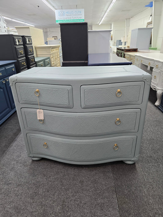 4 drawers teal rattan dresser