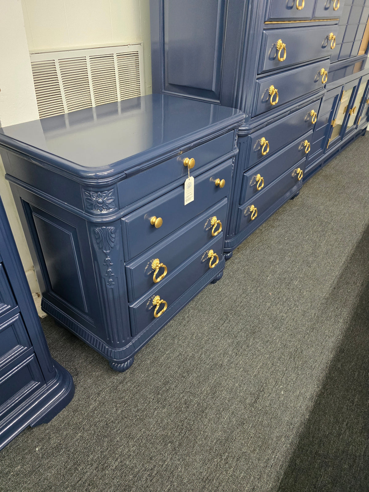 Laura Ashley blue Lacquered nightstand