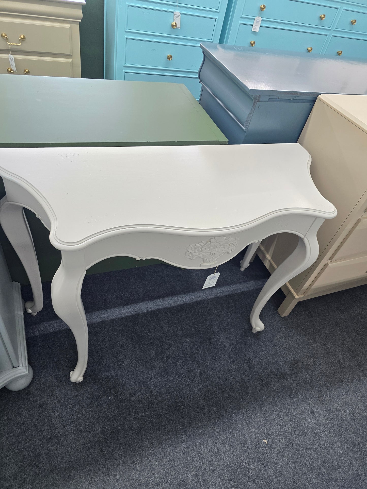 Cream lacquered side table