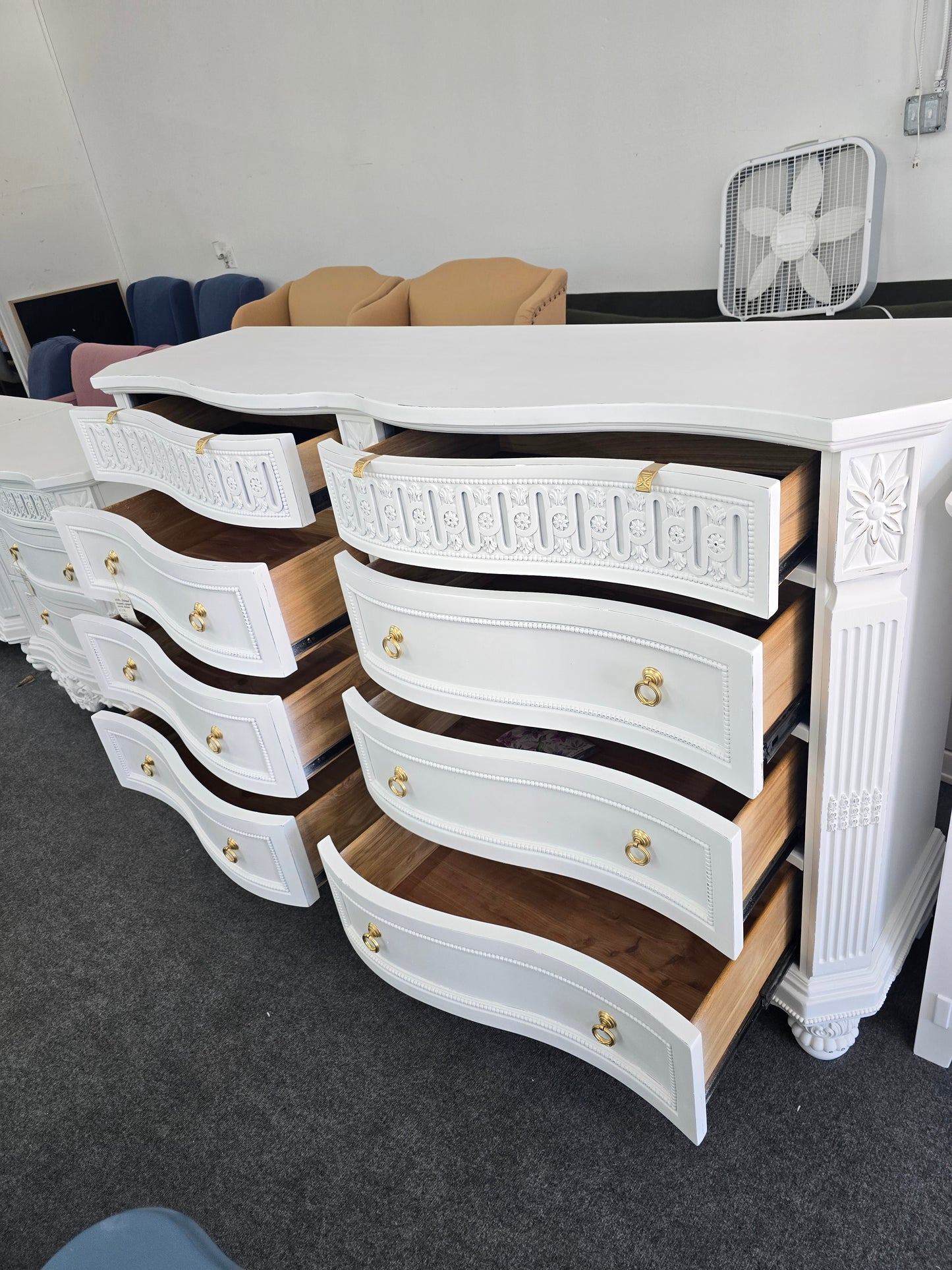 Gorgeous white Distressed lacquered dresser