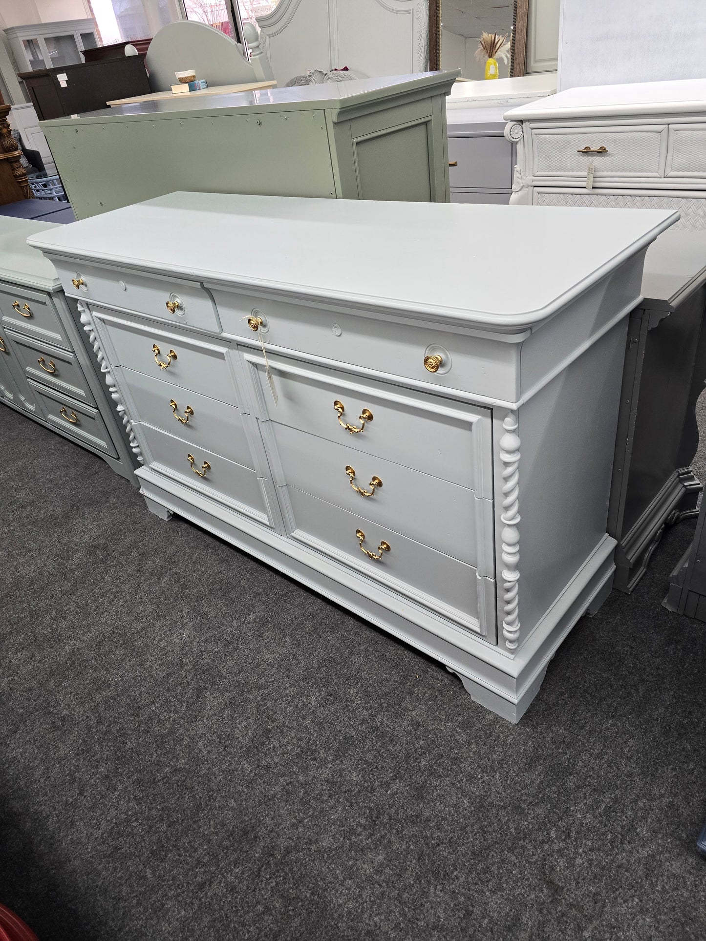 Lexington light blue 8 drawers dresser