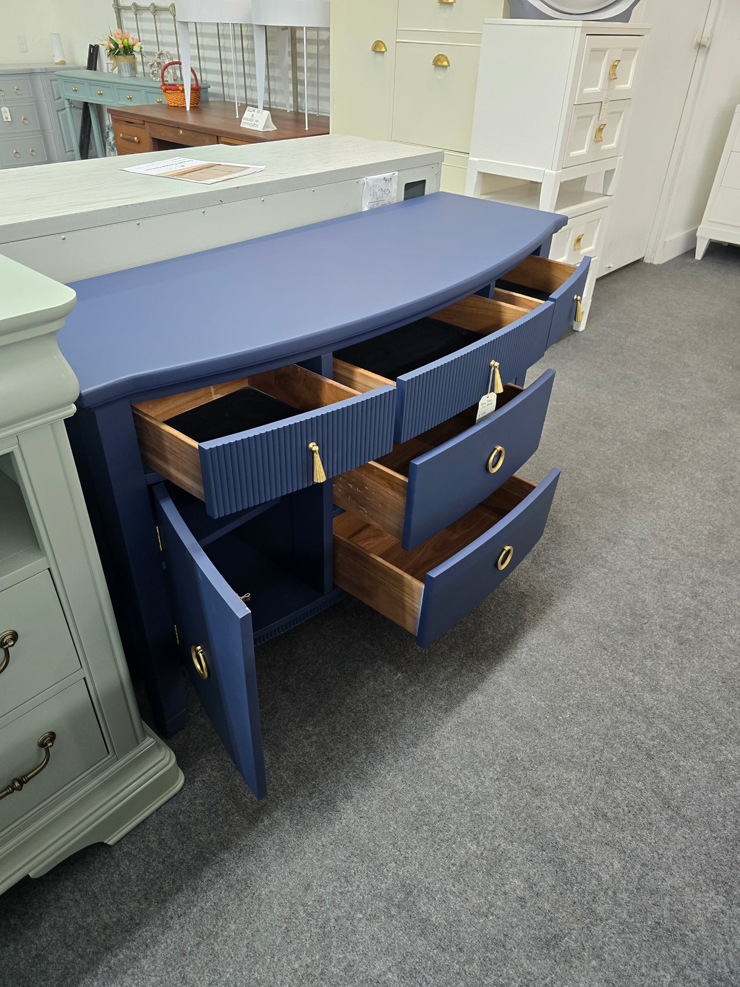 Navy blue TV stand