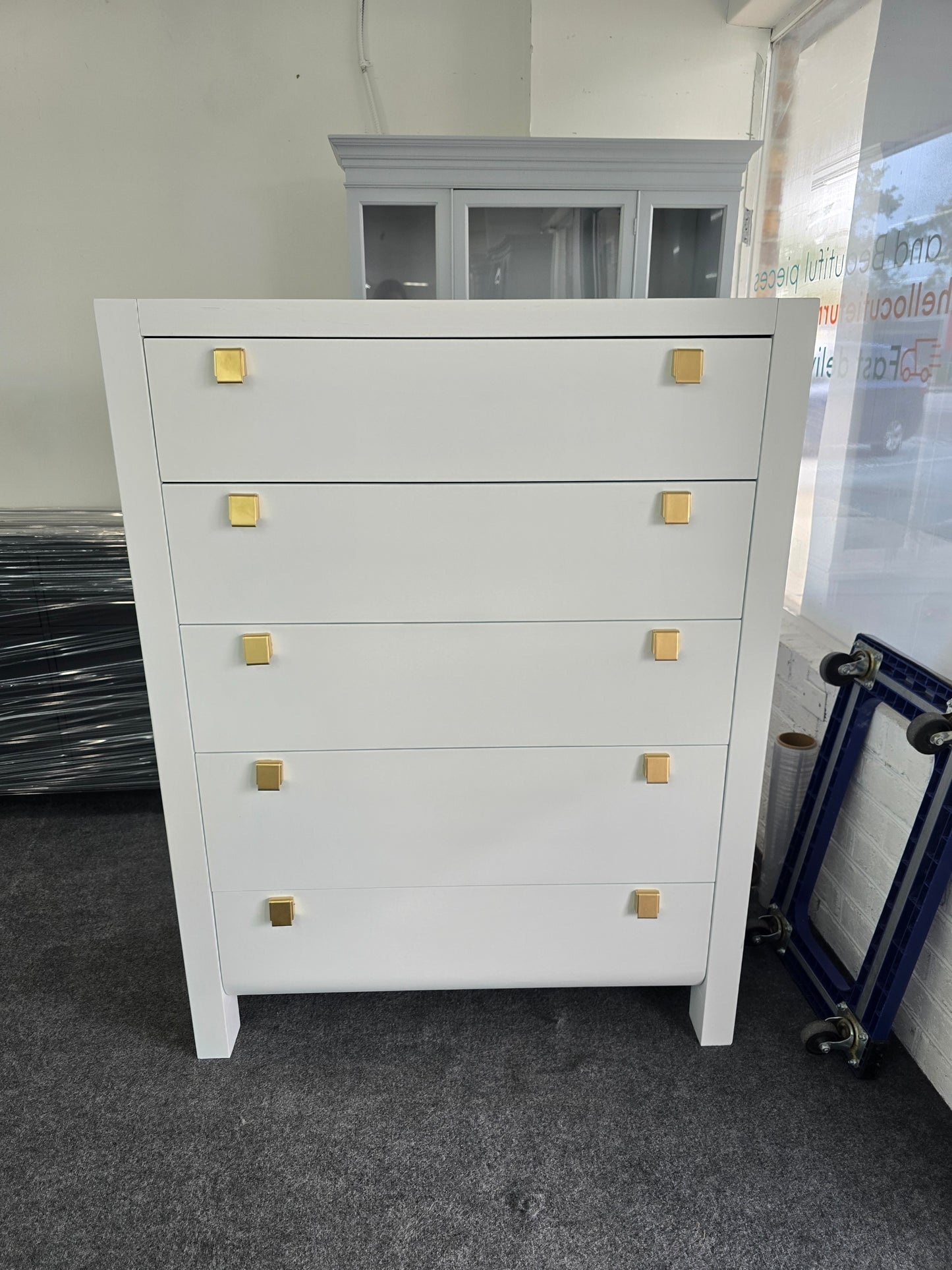 White tall modern chest