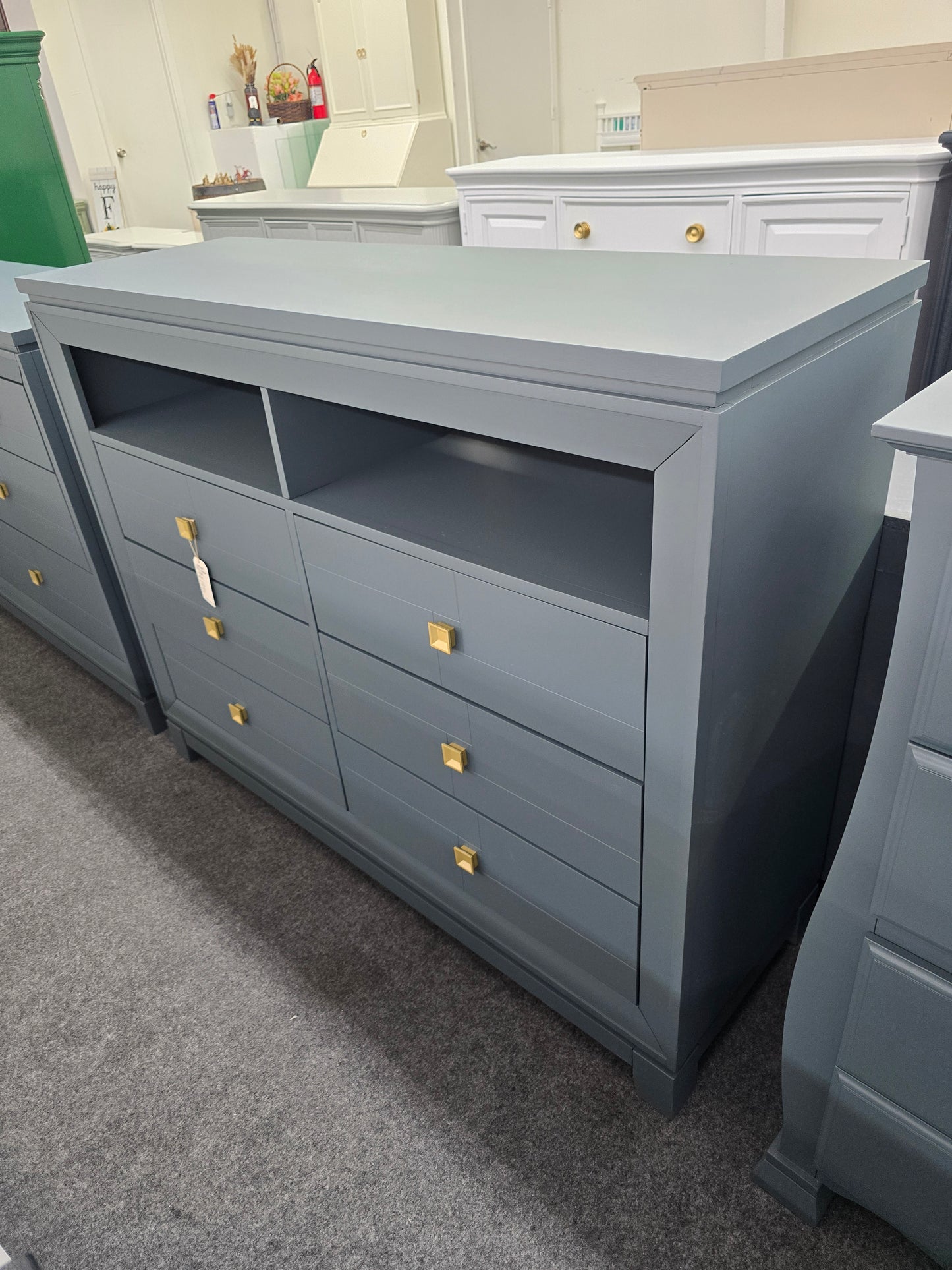 6 drawers blue gray dresser stand