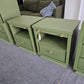Solid wood MCM green pair of nightstands