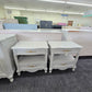 French provincial solid wood gray pair of nightstands