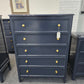Dark blue 5 drawers tall chest