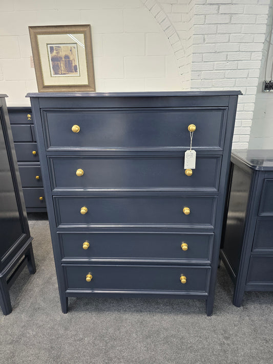 Dark blue 5 drawers tall chest