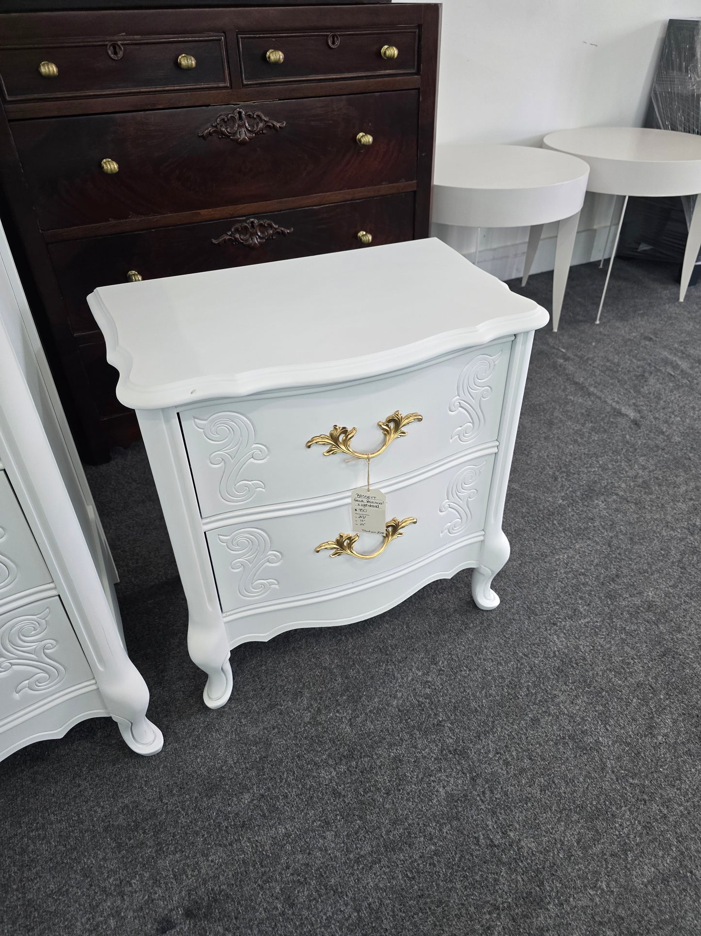 Bassett french provincial white nightstand