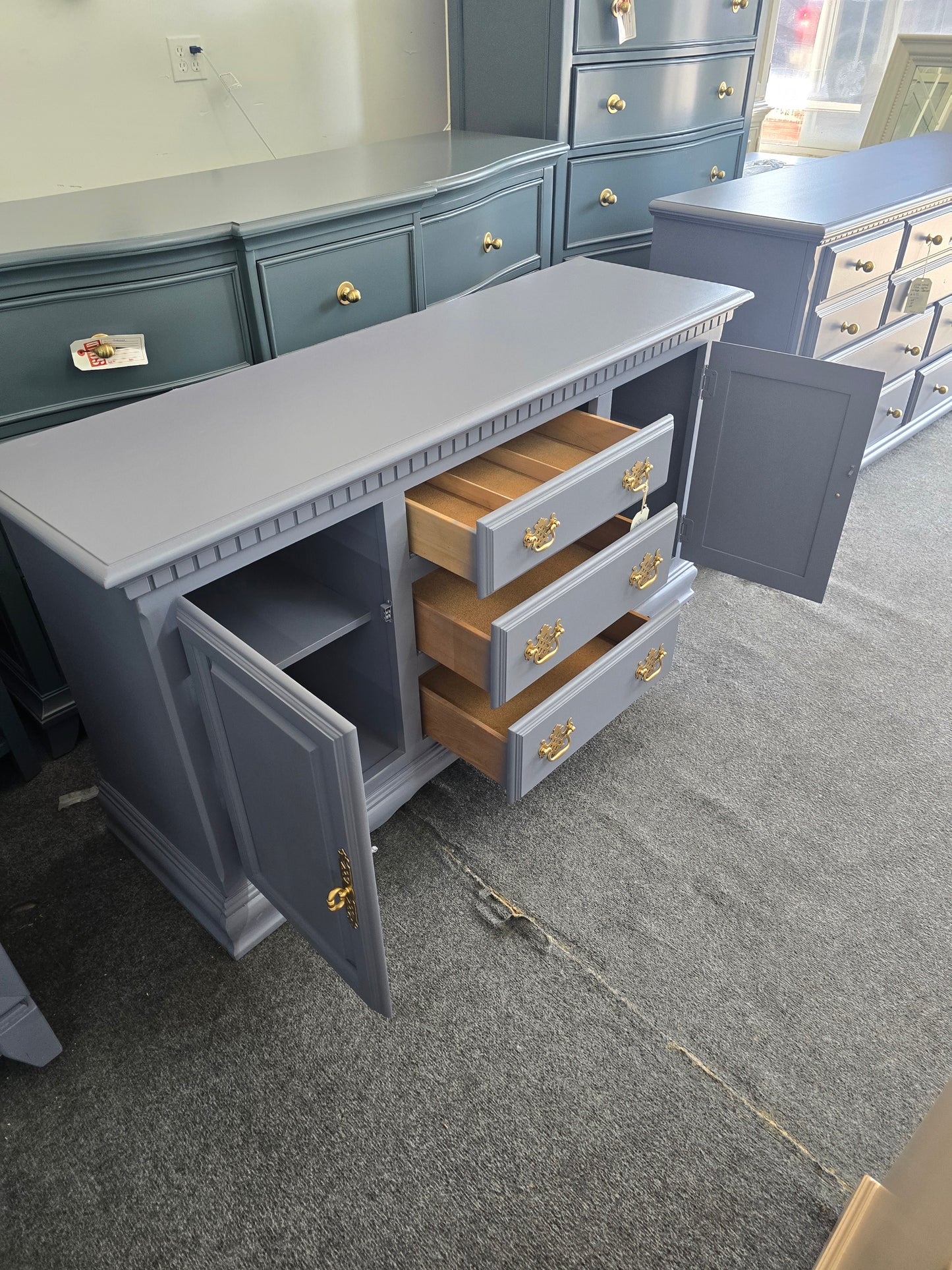 Vintage blue gray cabinet