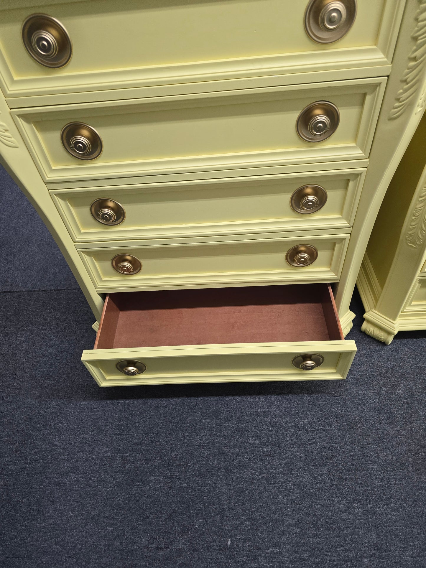 Cute soft yellow carved chest
