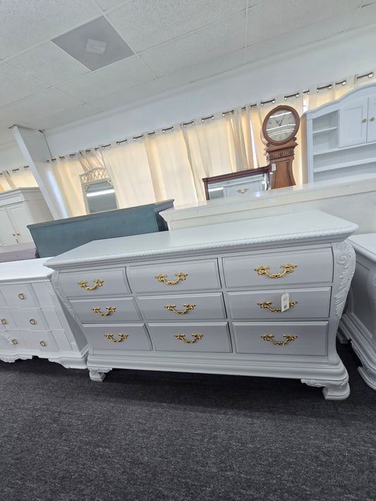 9 drawers carved gorgeous gray dresser