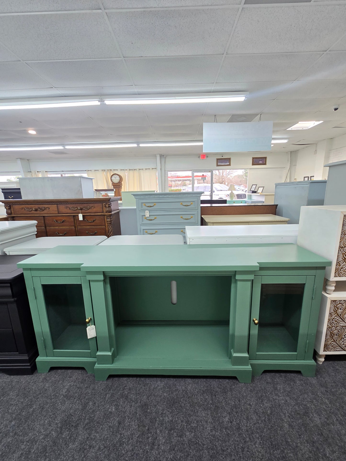 Green long tv stand