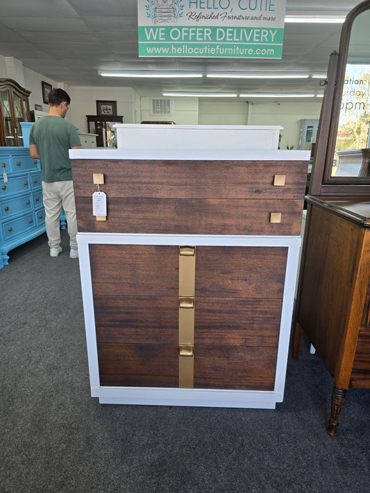 American of Martinsville MCM white/wood chest