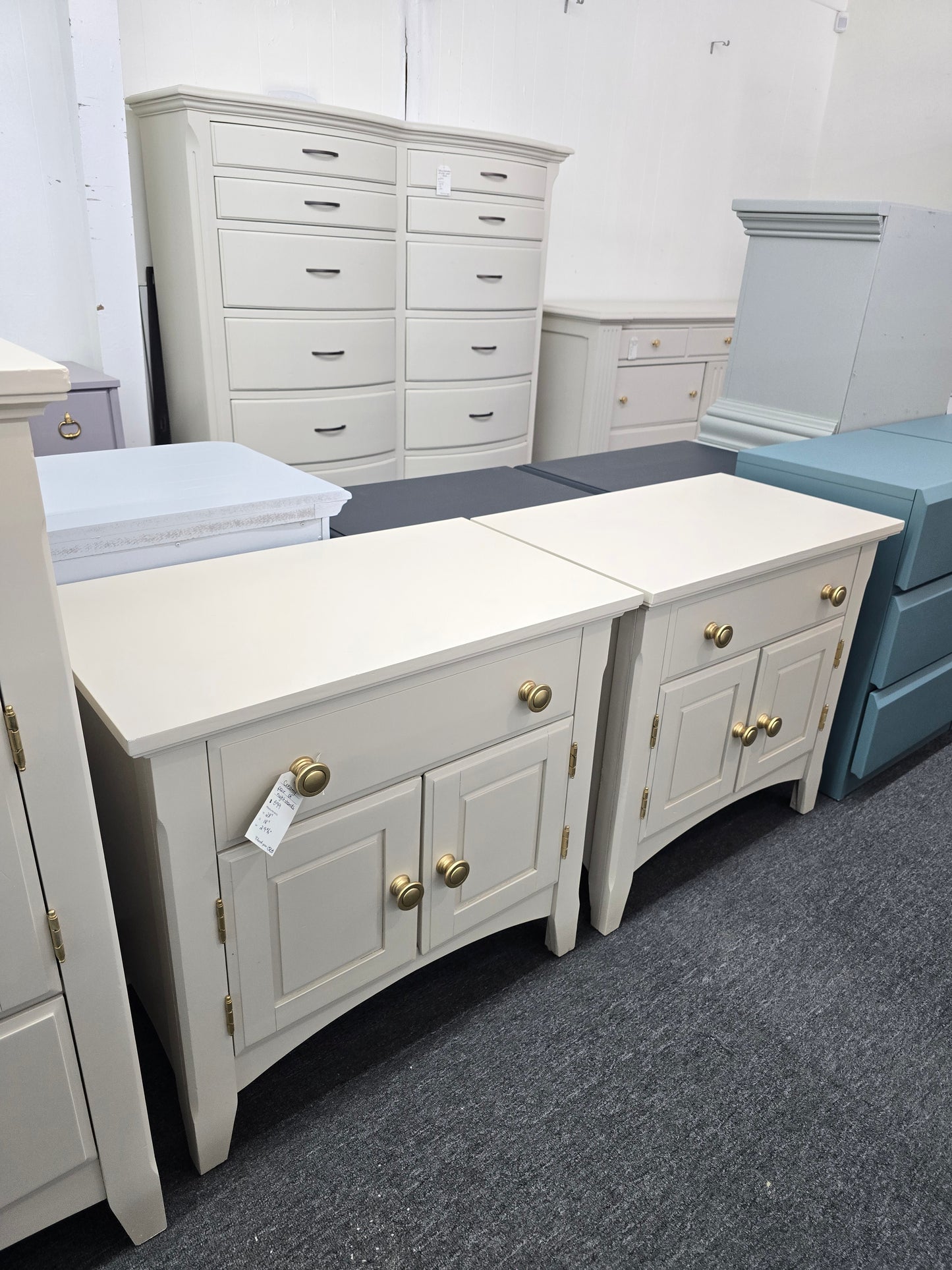 Cream pair of nightstands