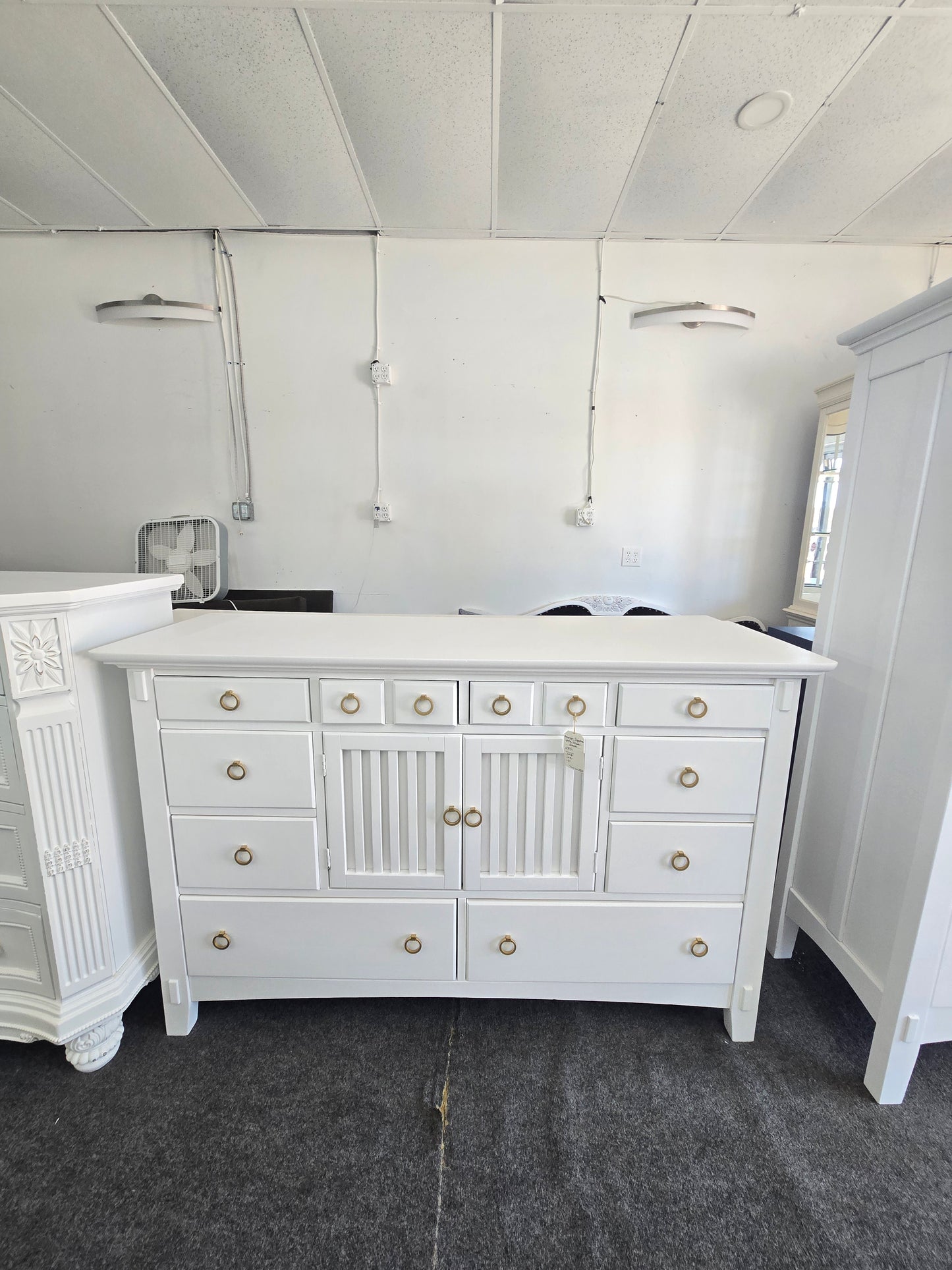 American signature white lacquered dresser