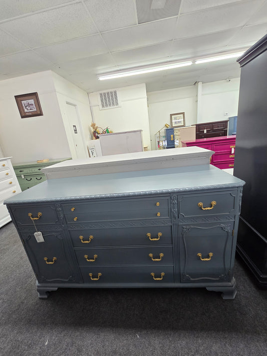 Solid wood green gray lacquered buffet