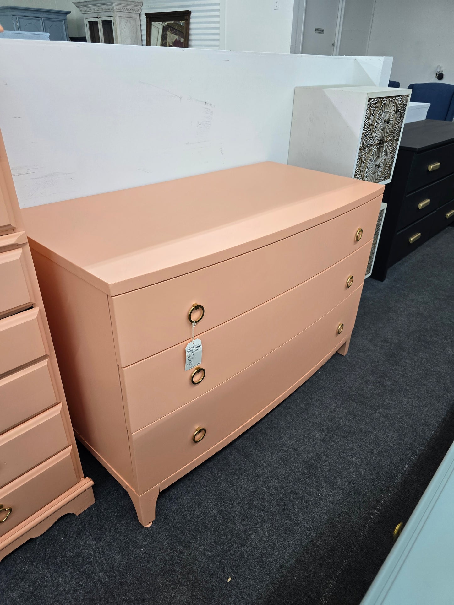 Forbidden City soft orange lacquered dresser