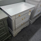 Solid wood 3 drawers gray nightstand