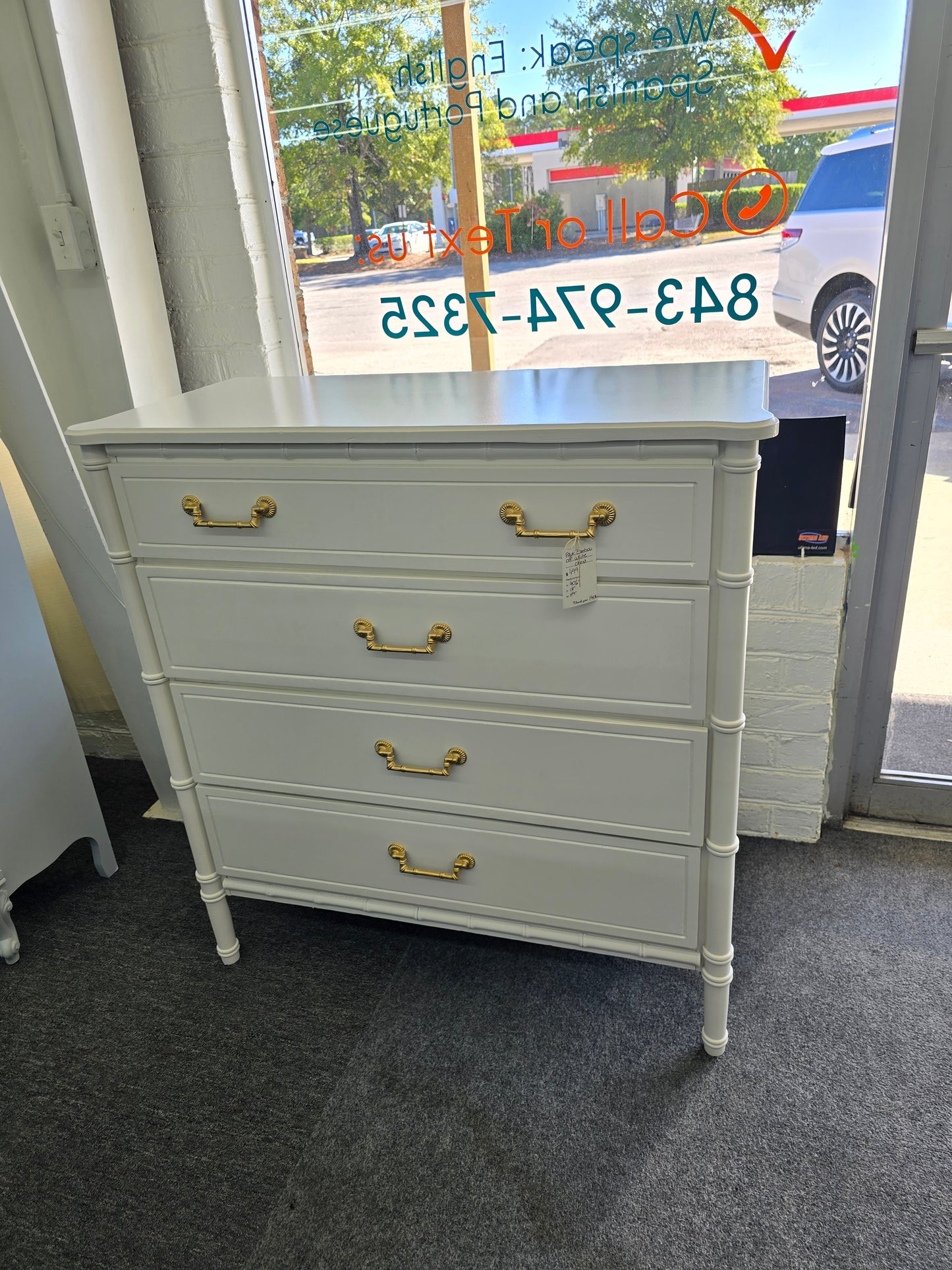 Faux Bamboo off white chest