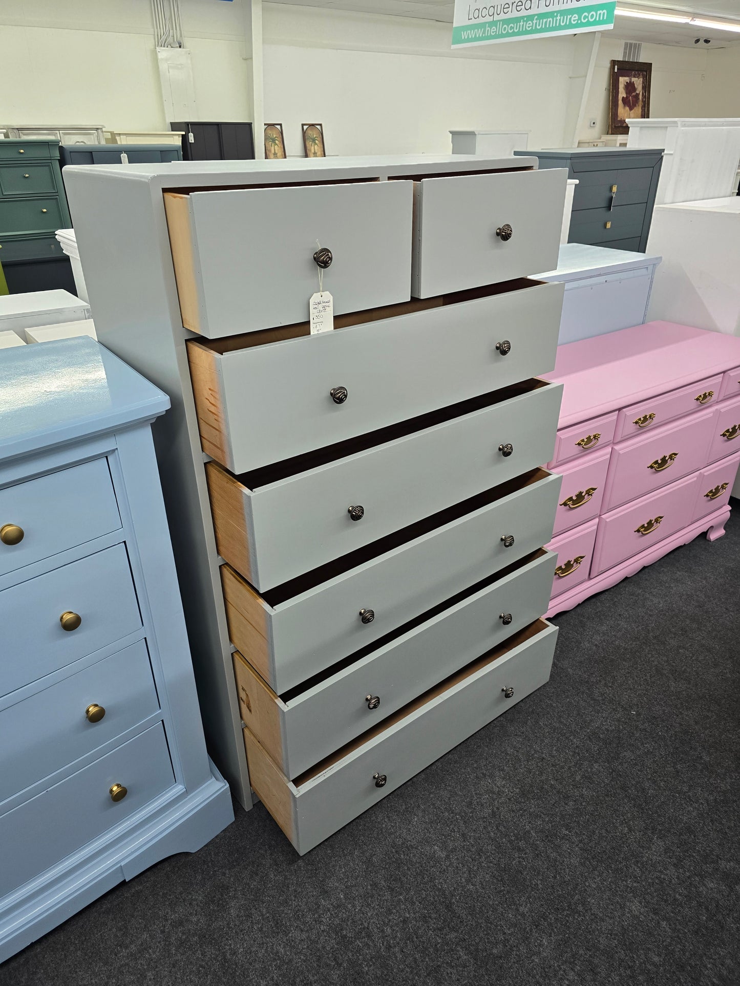 Solid wood Rustic gray chest