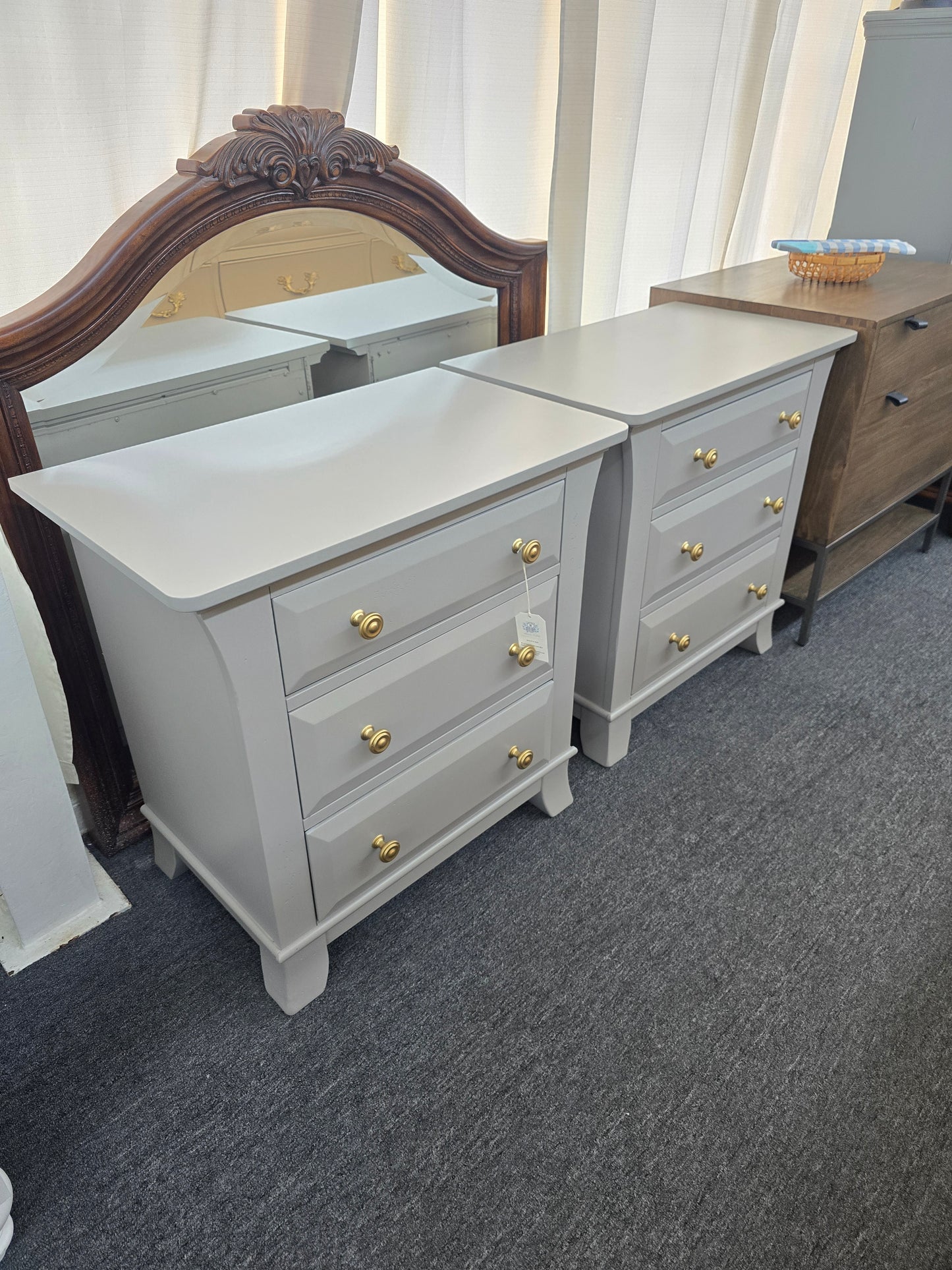 Pair of nightstands light gray colored