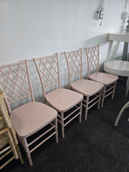 4 bamboo pink lacquered chairs