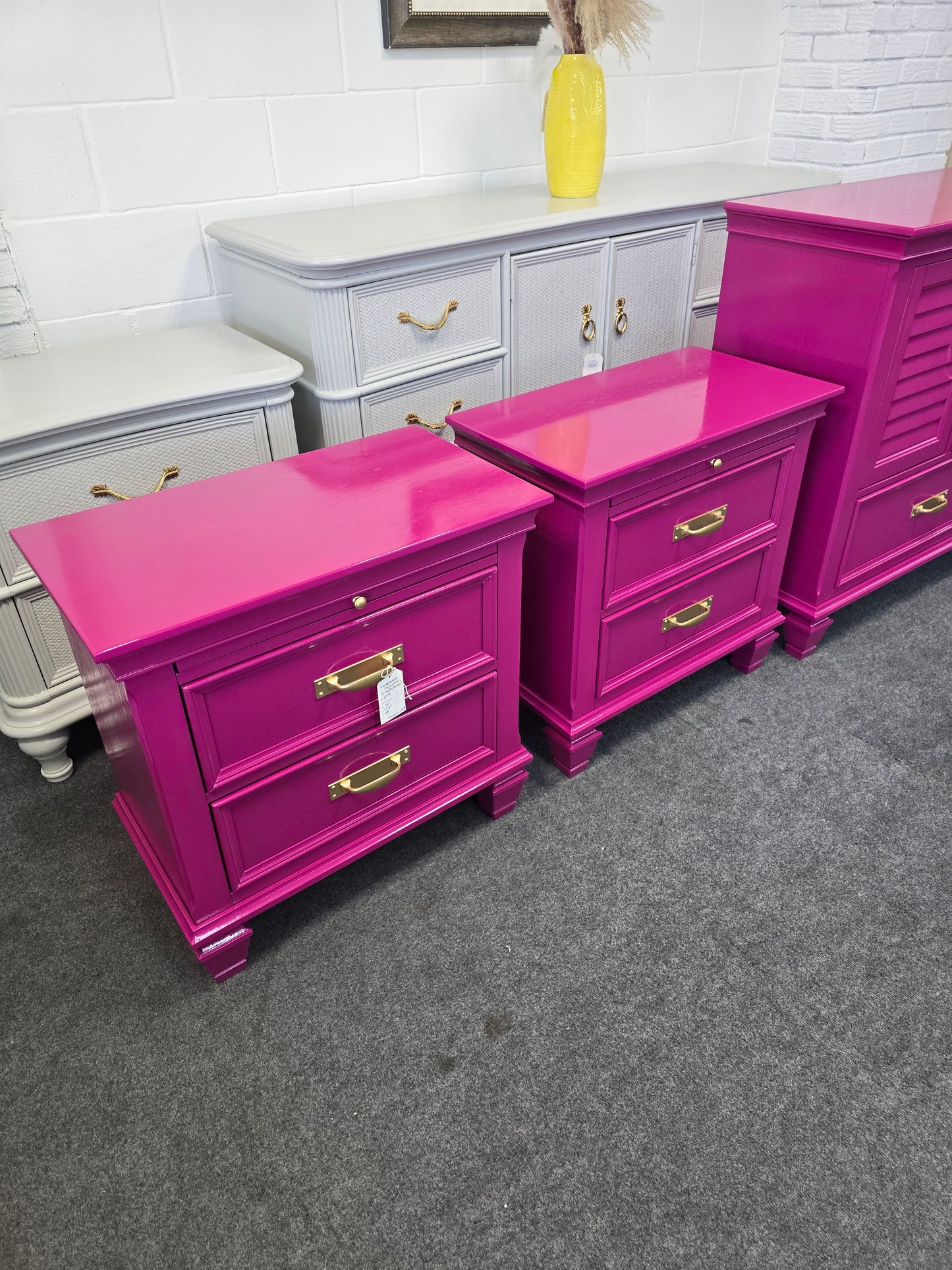 Gorgeous lacquered pair of nightstands