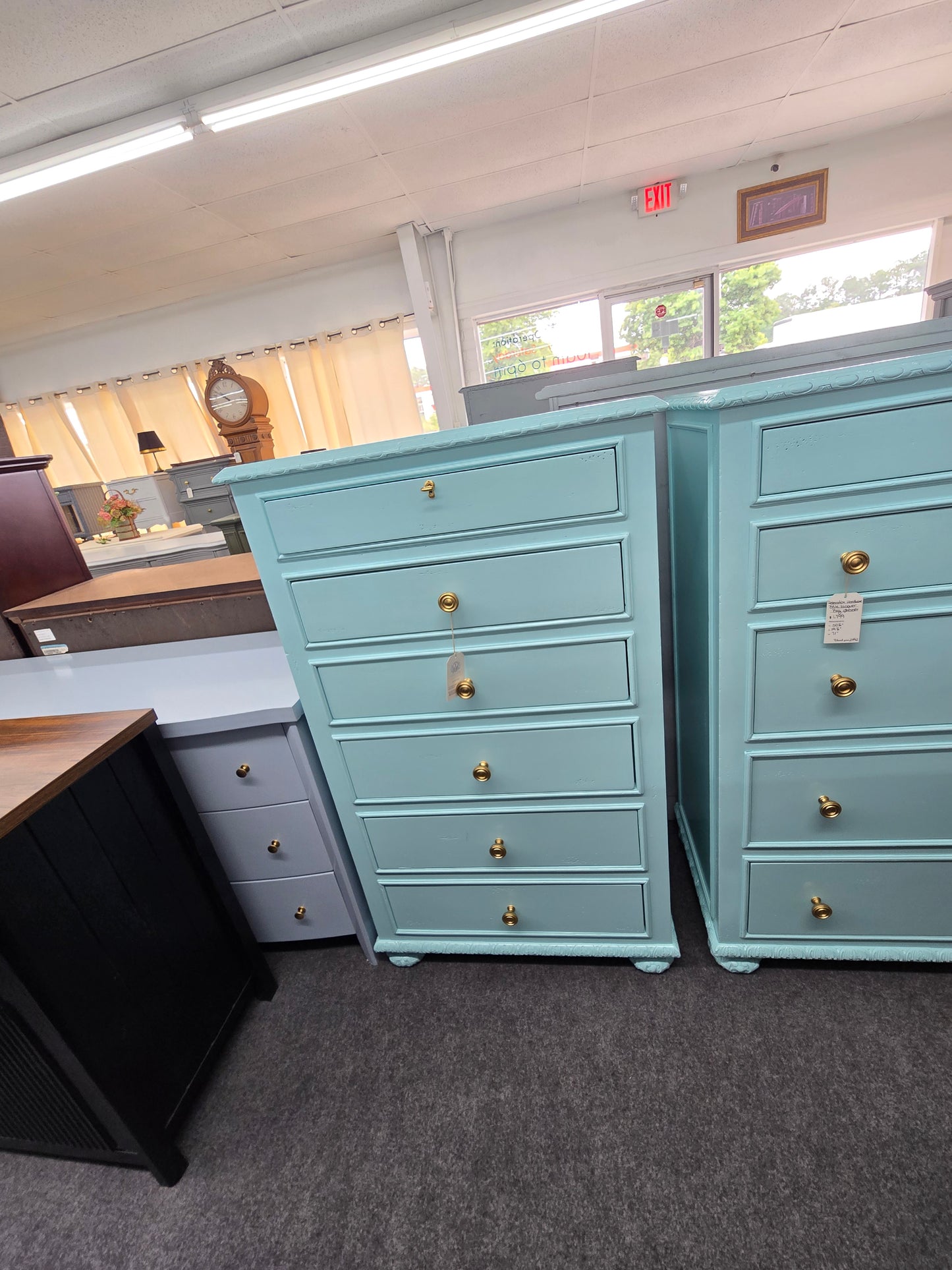 Restoration Hardware solid wood blue Lacquered chest