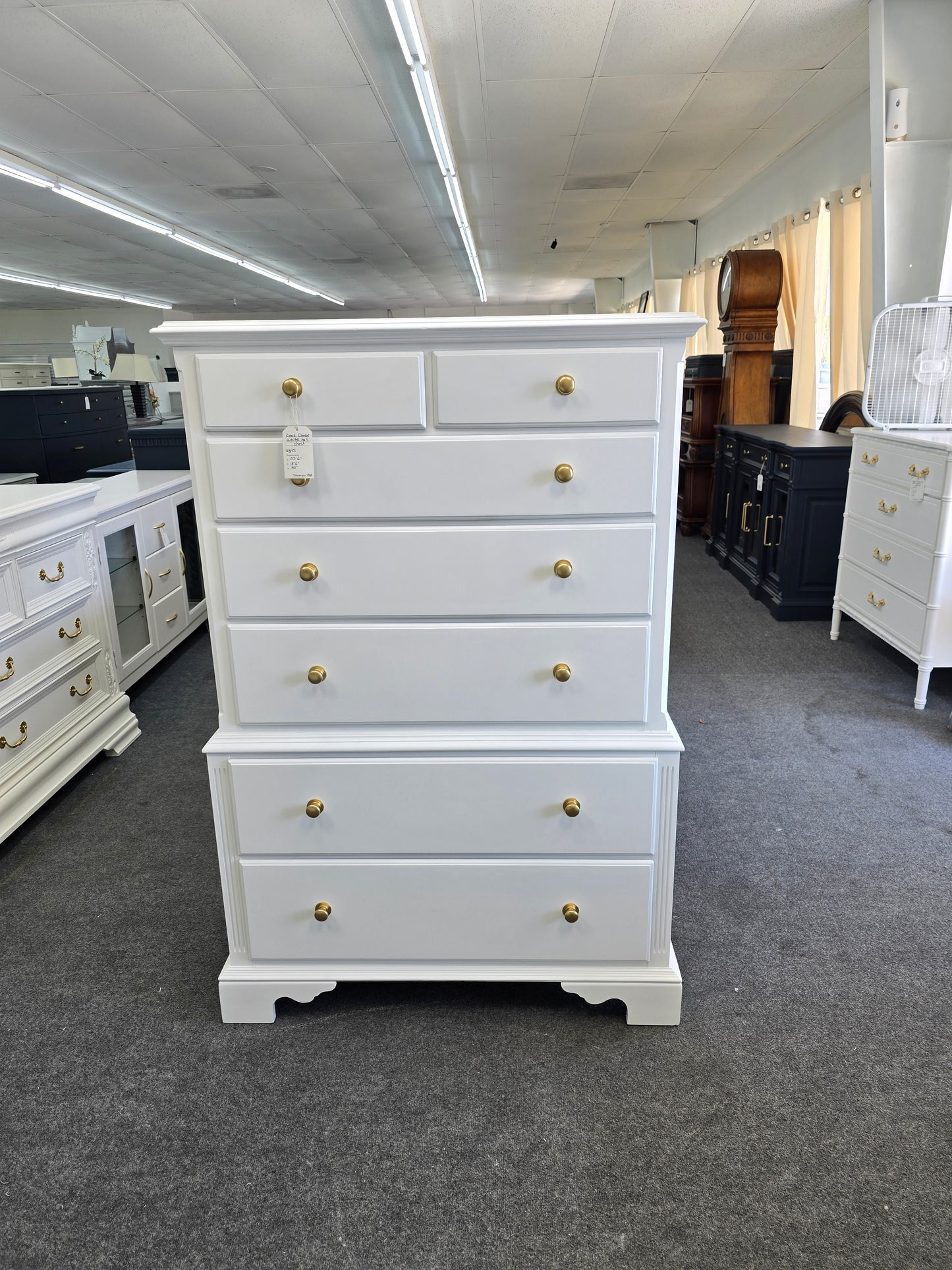 Knobs Creek solod wood white tall chest