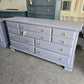 Solid wood vintage blue gray dresser