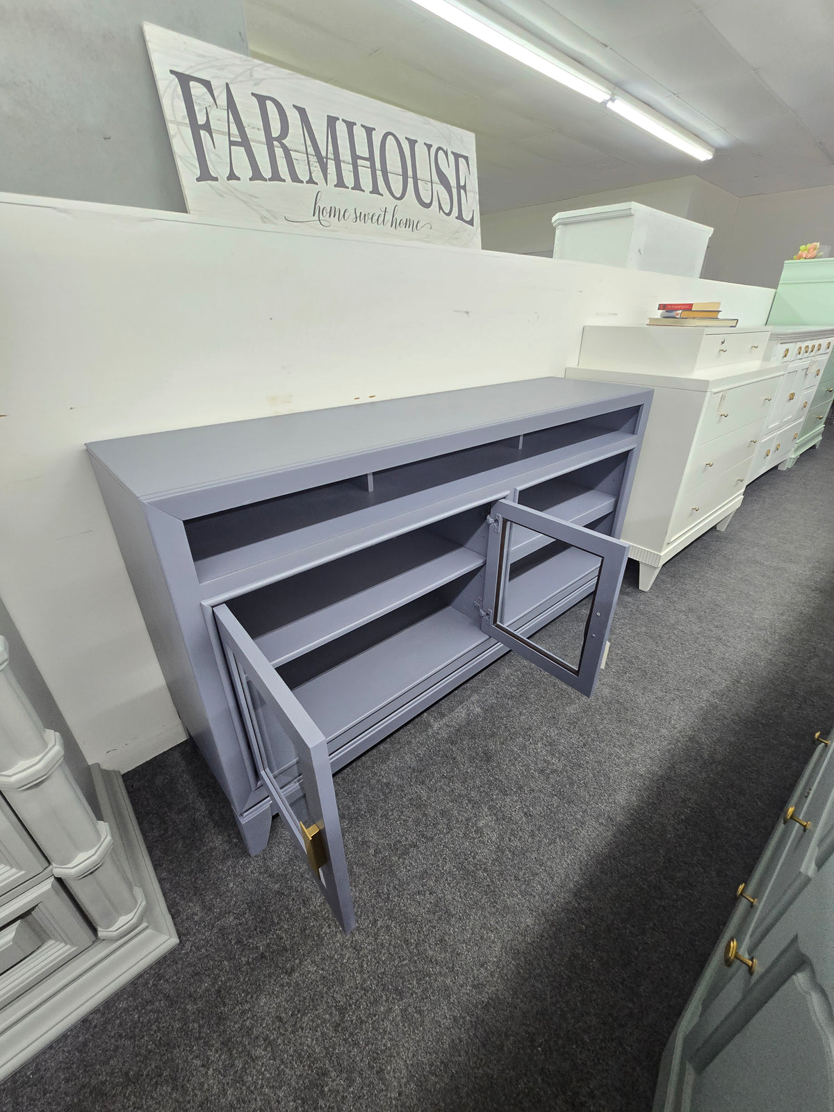 Blue/gray tv stand