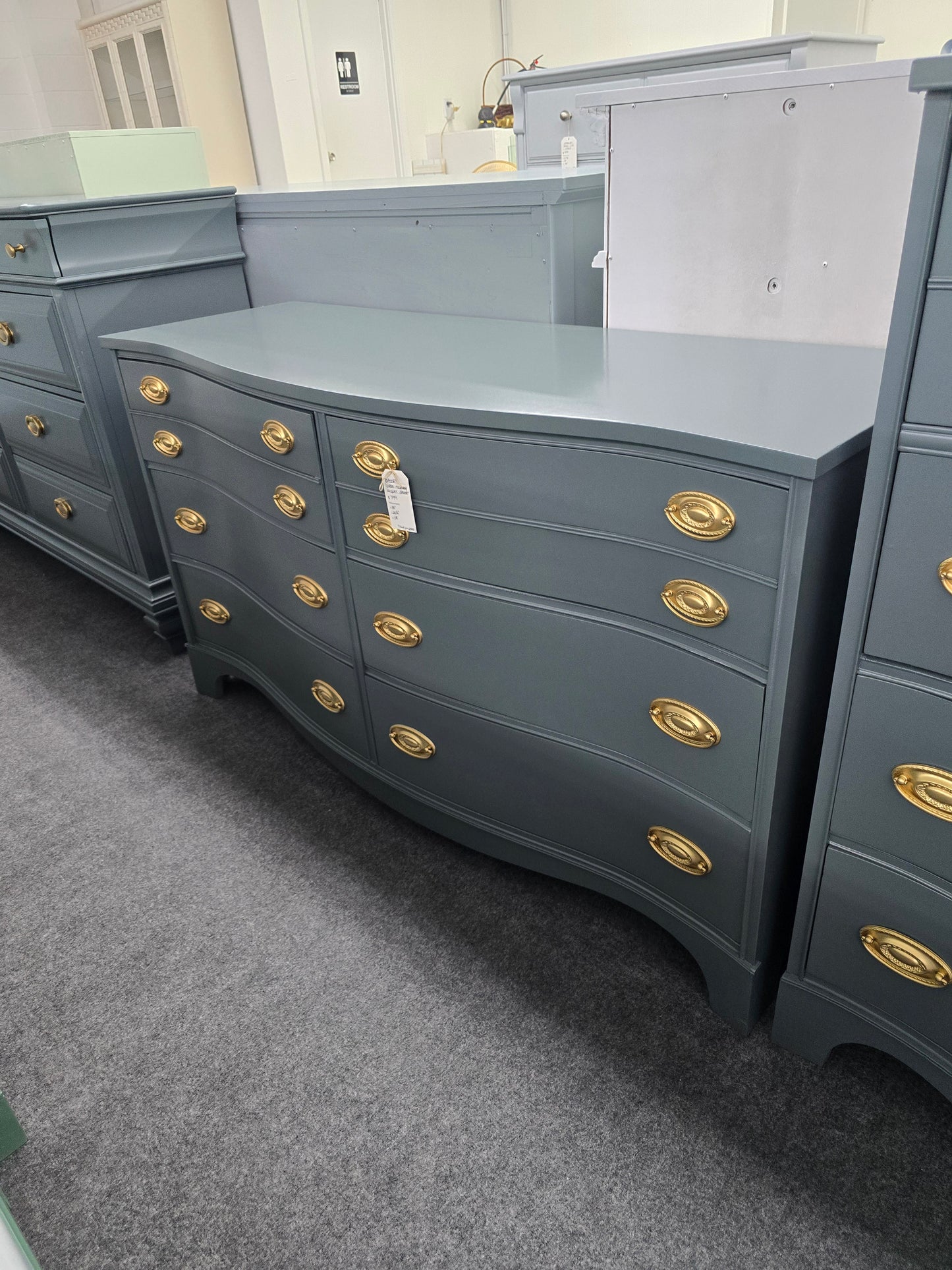 Bassett dark green lacquered dresser