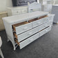 White lacquered bamboo & rattan dresser