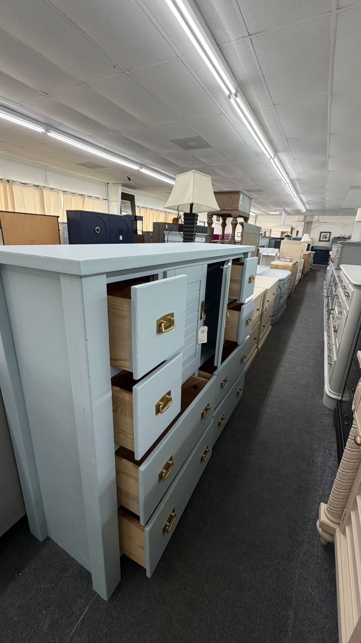Baby blue solid wood Rustic dresser