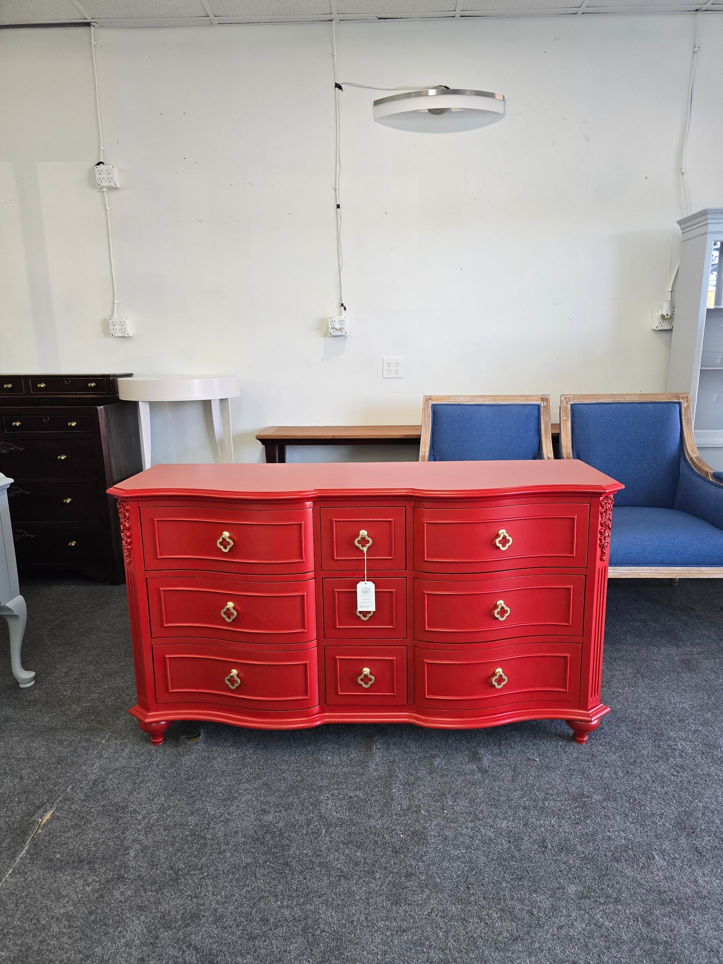 Gorgeous 9 drawers red dresser