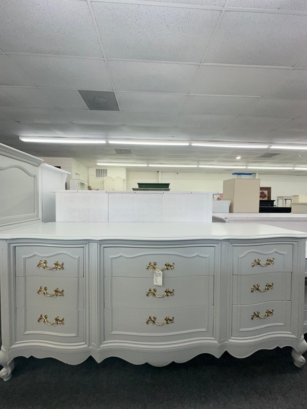 French provincial solid wood gray dresser