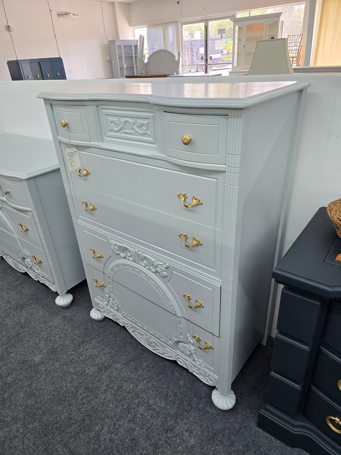 Antique blue Lacquered chest