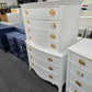 Solid wood white Distressed bowfront tall chest
