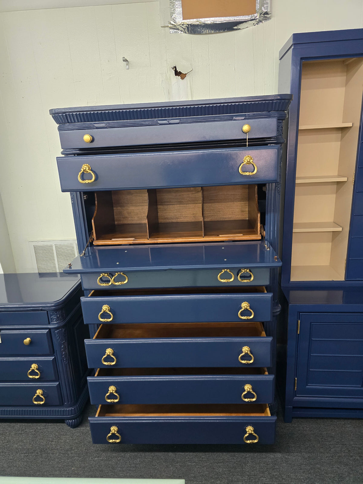 Laura Ashley blue Lacquered tall chest