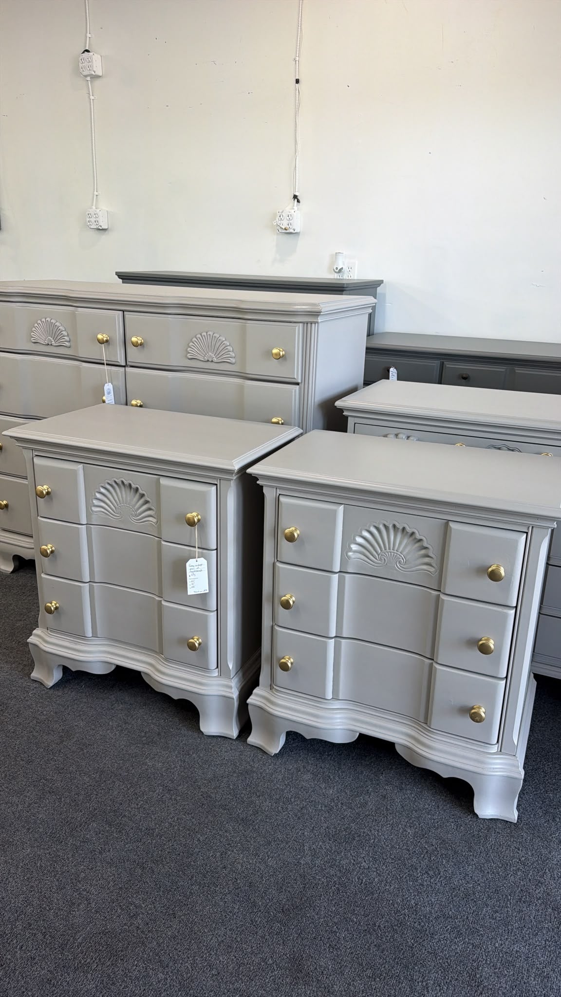 Vintage gray pair of nightstands