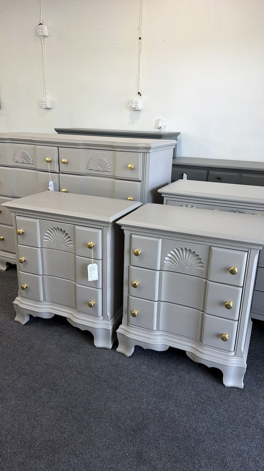 Vintage gray pair of nightstands