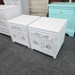 White Distressed oriental pair of nightstands