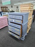 Bassett blue 5 drawers chest