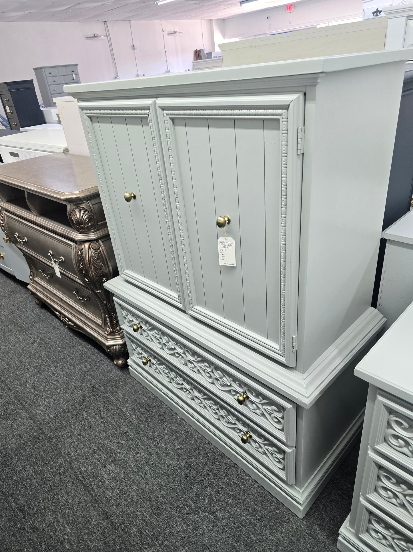 Vintage gray tall chest