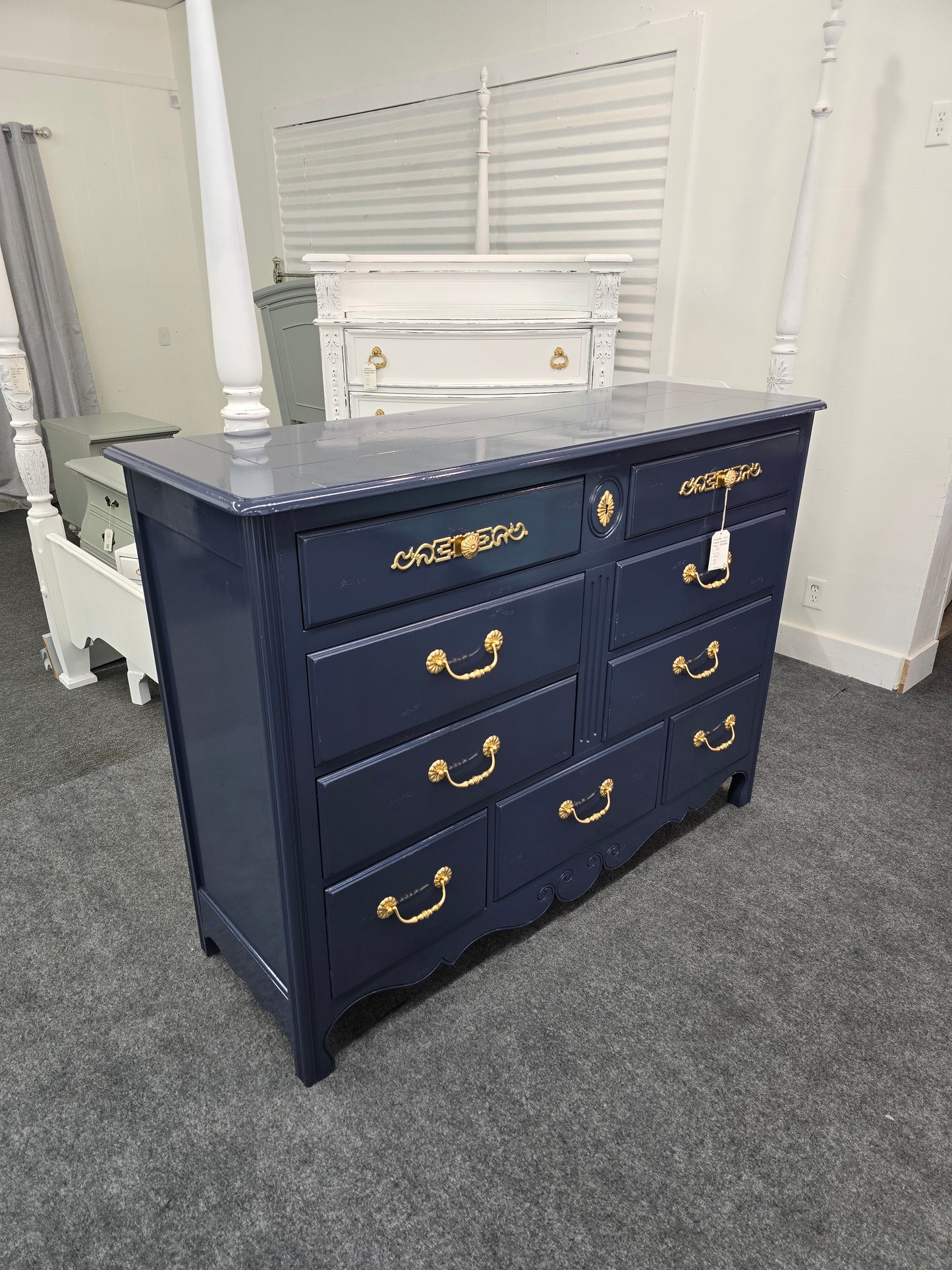 Hickory navy lacquered dresser