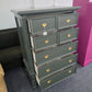 5 drawers green lacquered chest